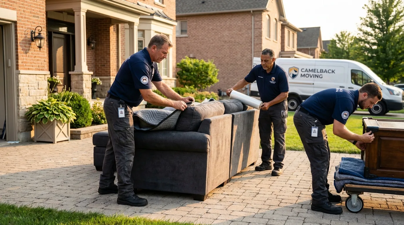 Large estate moving crew wrapping furniture in Bullhead City, AZ