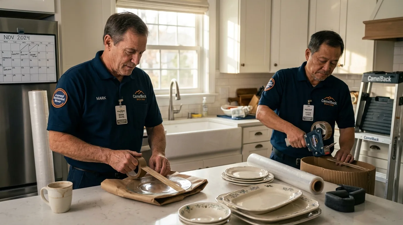 Professional crew packing kitchen dishware in Bullhead City, AZ