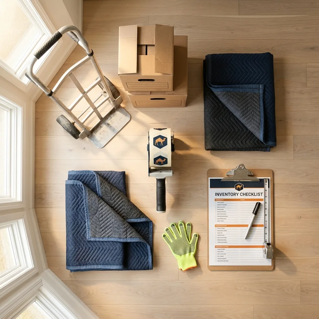 Professional moving supplies and packing materials layout for Bullhead City residential relocations